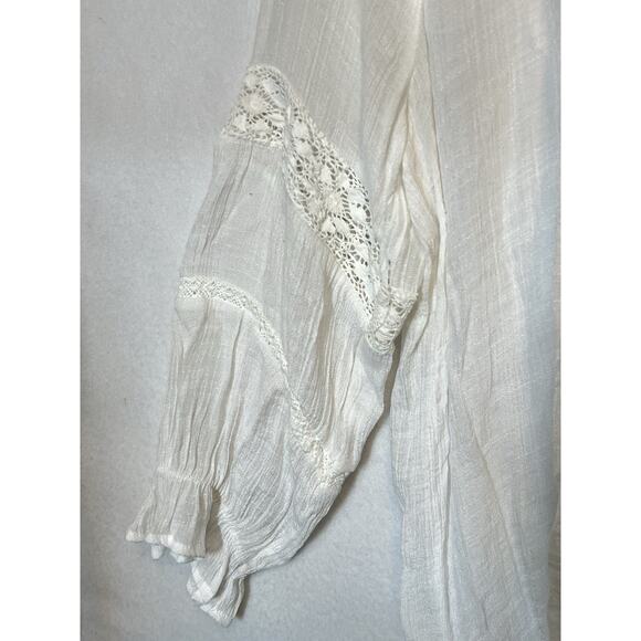 Zac & Rachel Top Womens Size M White Gauzy Bohemian Peasant Blouse - Picture 7 of 9
